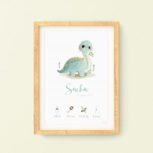 Affiche naissance dinosaure - Affiche naissance - Lettres et Plume