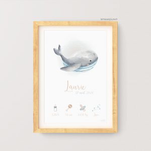 Affiche naissance baleine - Lettres et Plume