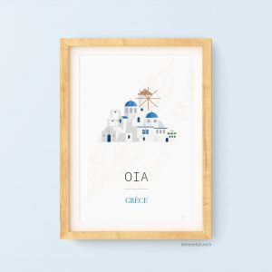 Affiche ville Oia - Affiche Grèce - Lettres et Plume