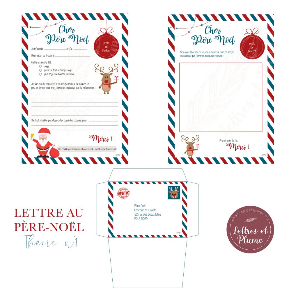 Printable] Jolie lettre & enveloppe pour le Père Noël à