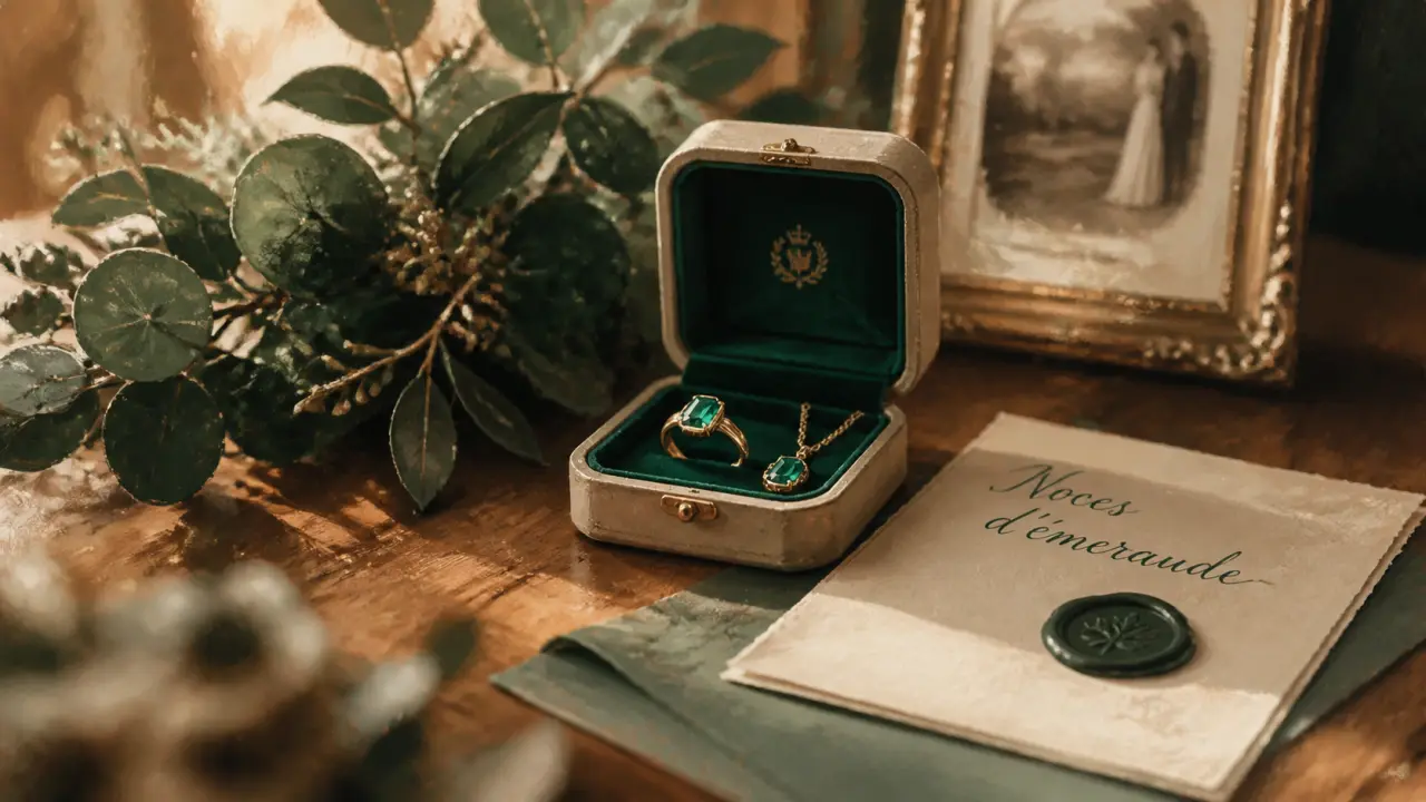 40 ans noces de quoi : écrin émeraude et bague pour les noces d’émeraude