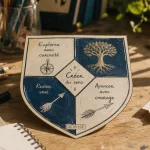 Blason développement personnel a remplir : valeurs, symboles et devise