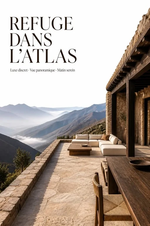Voyage luxe maroc dans un lodge de l’Atlas avec vue panoramique sur les montagnes