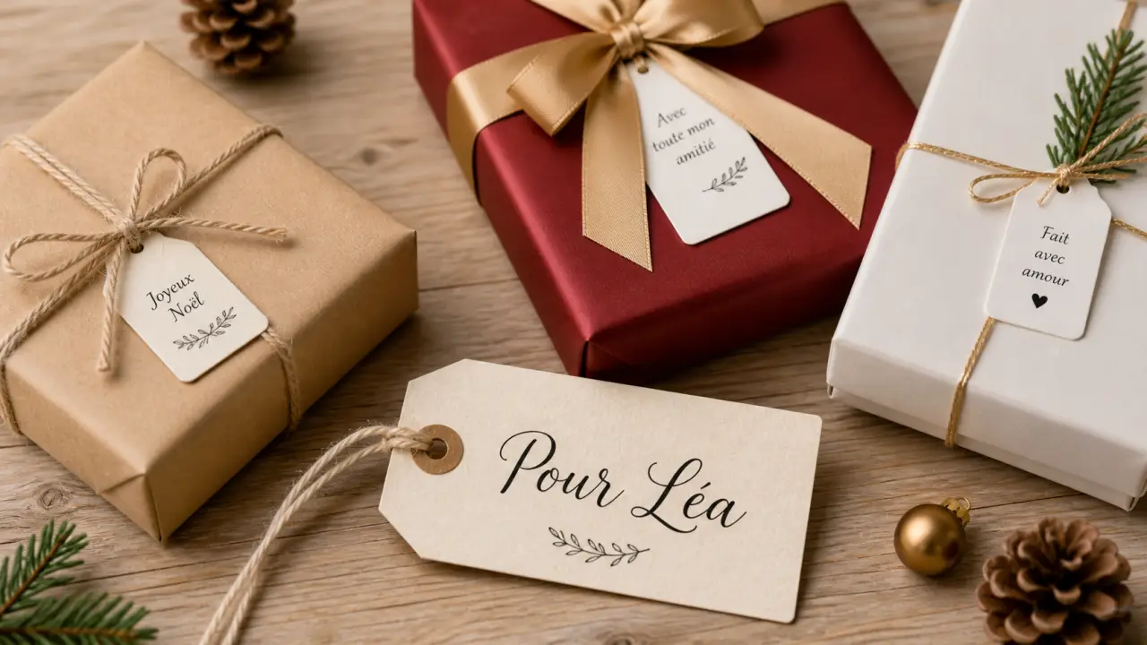 Étiquettes cadeau noel en kraft et à attacher sur paquets de Noël