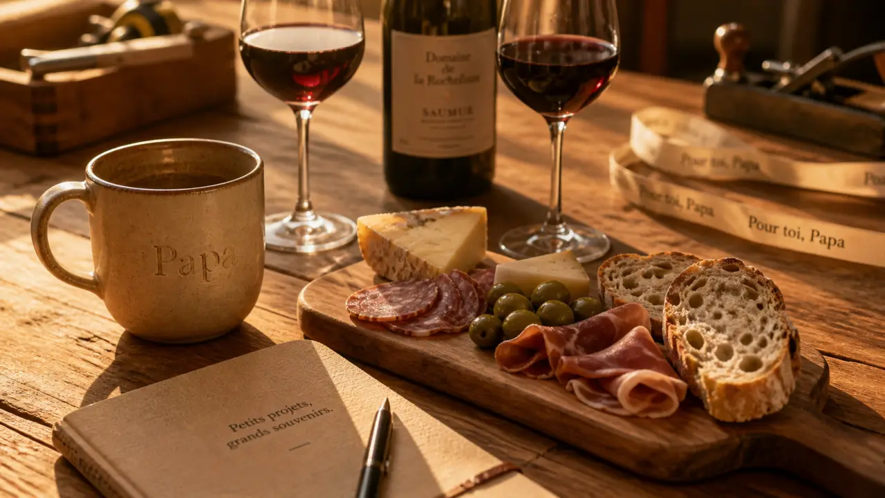 Idées de cadeaux pour les papas : mug Papa et coffret gourmand personnalisé