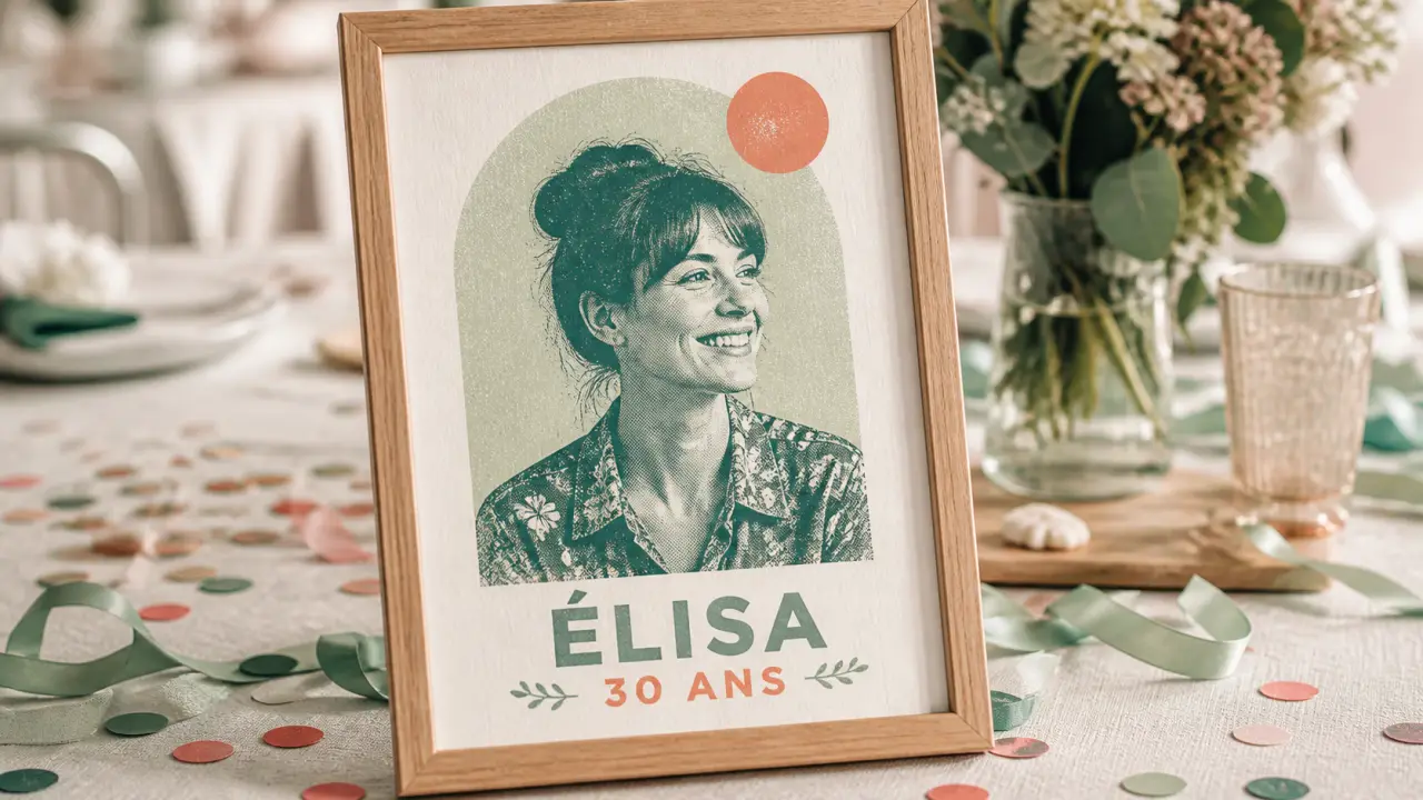 Affiche anniversaire personnalisée photo âge et format