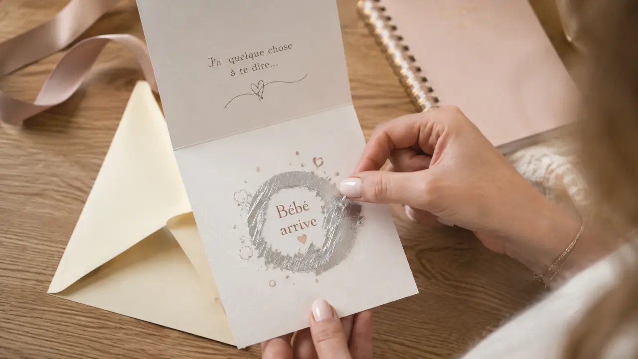 carte a gratter annonce grossesse : “Bébé arrive”